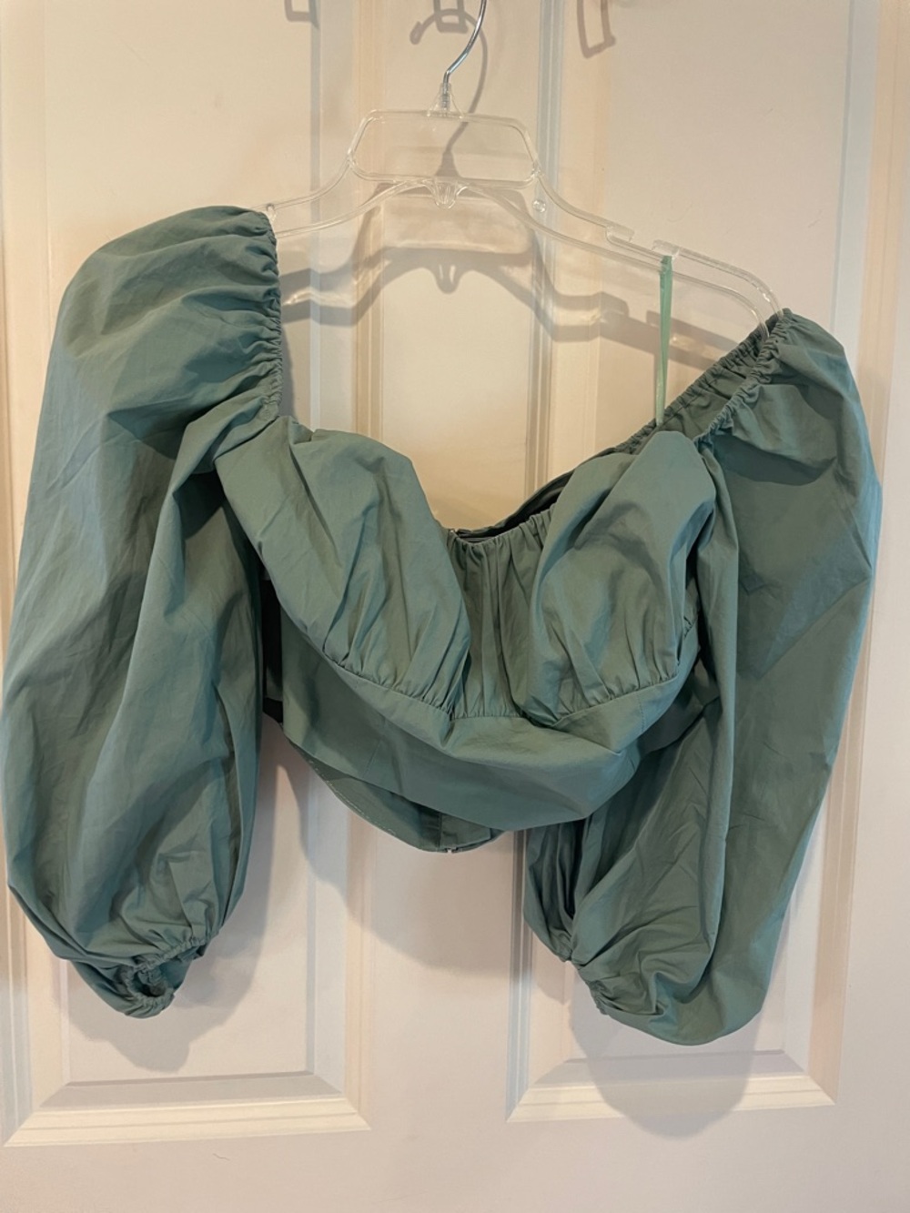 SHEIN 100% Cotton Sage Green Puff Sleeve Midi Matching Set - Picture 2 of 6